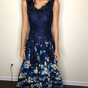 Blue floral sparkly dress